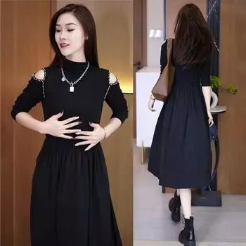 Новое платье, тонкое, с полуводолазкой, платье выше колена, маленькое черное платье S чёрный