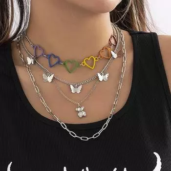 Новое полое колье-чокер с милым сердечком, эффектное ожерелье, подарок подруге, милое двухцветное ожерелье, ювелирные изделия, Collier Femme серебряный