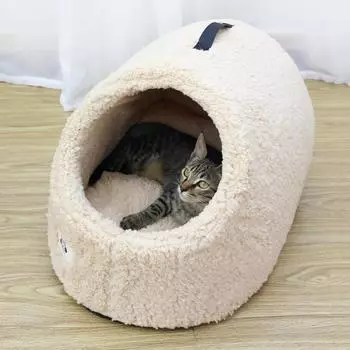 Новое полузакрытое теплое кошачье гнездо, кошачий домик, тапочки для домашних животных, гнездо для домашних животных, универсальная собачья будка, коврик для домашнего животного, четыре сезона 50 * 35 * 30Cm