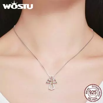 Новое поступление 2023 года, колье-чокеры из стерлингового серебра 925 пробы с ангелом-хранителем, ожерелья для женщин, модные подвески S925, ювелирные изделия, подарок Fin123