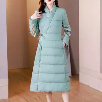 Новое поступление 2023 года с изысканной вышивкой и теплым пальто на утином пуху для женщин M