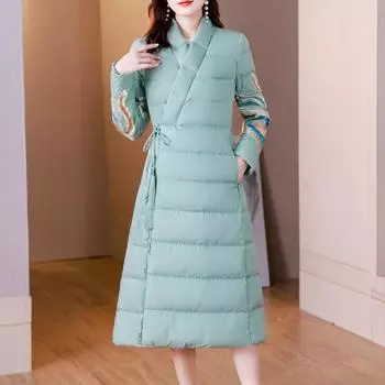 Новое поступление 2023 года с изысканной вышивкой и теплым пальто на утином пуху для женщин M