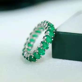 Новое поступление 2024 года, кольцо с зеленым агатом, серебро 925 пробы с натуральными драгоценными камнями, изысканные украшения для женщин и девочек, хороший подарок us ring size 7# зелёный