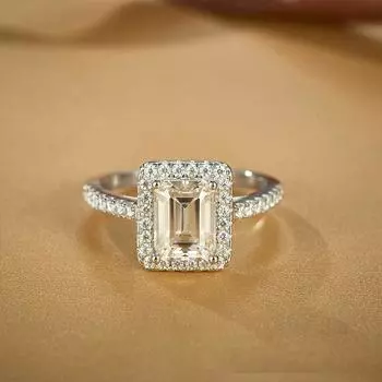 Новое поступление, 2-каратное кольцо с муассанитом изумрудной огранки из стерлингового серебра 925 пробы для женщин, обручальное кольцо с муассанитом для девочек 5 белый