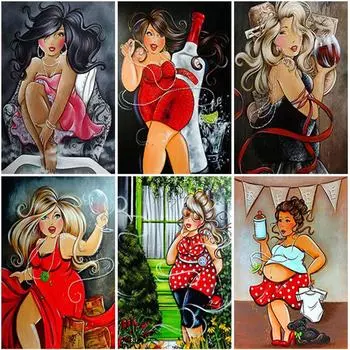 Новое поступление 5D алмазная живопись толстые дамы вышивка крестиком сексуальные женские картины полный круглый алмаз рукоделие подарок ручной работы Full Round 20x30CM