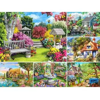 Новое поступление 5D DIY алмазная живопись пейзаж садовый дом комплект полная дрель вышивка мозаика художественная картина декор из страз Full Round 20x30CM