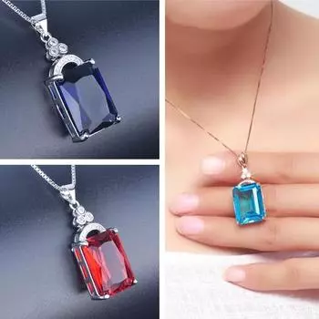 Новое поступление 925 стерлингового серебра цепи ожерелье женские ювелирные изделия элегантный хрустальный кулон ожерелье для девочек подарок на день рождения блестящий