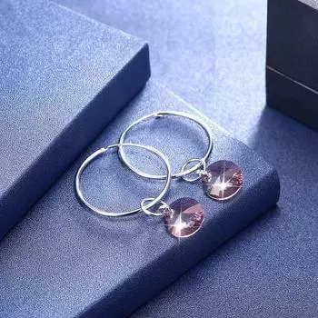 Новое поступление 925 стерлингового серебра серьги для женщин ювелирные изделия дропшиппинг заявление серьги круглый кристалл от