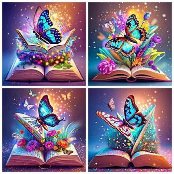 Новое поступление Алмазная картина Бабочка Животное Вышивка Книга DIY Картина Стразы Пейзаж Мозаика Цветок Детский подарок Full Round 20x20CM