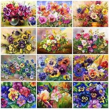 Новое поступление алмазная мозаика анютины глазки полная квадратная круглая вышивка красочные цветочные мозаичные наборы декор для дома Full Round 20X30CM
