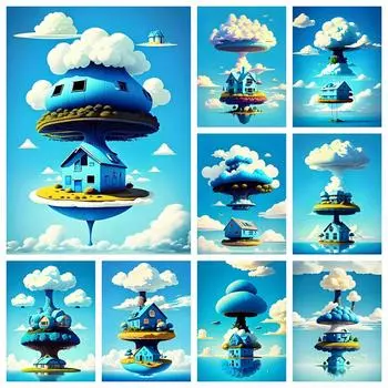 Новое поступление Алмазная мозаика Дом Пейзаж Вышивка Абстрактная вышивка крестом Картина Облако Картина Стразы Домашний декор Full Round 20X30CM