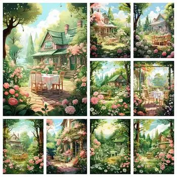 Новое поступление Алмазная мозаика Дом рукоделие Пейзаж Живопись Сад Полный квадрат Круглый вышивка Настенный декор Full Round 20x30CM