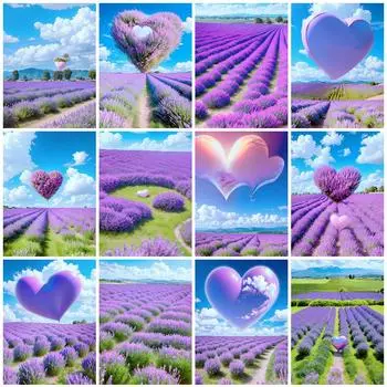 Новое поступление Алмазная мозаика Лавандовый цветок Полный квадрат Круглая вышивка Любовь 5D DIY Картина ручной работы Подарок Full Round 20x30CM
