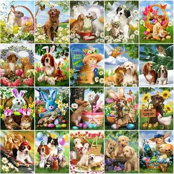 Новое поступление алмазная живопись собака животное вышивка крестом 5D цветок мозаика кошка вышивка бисером кролик животное декор для дома Full Round 20x30CM