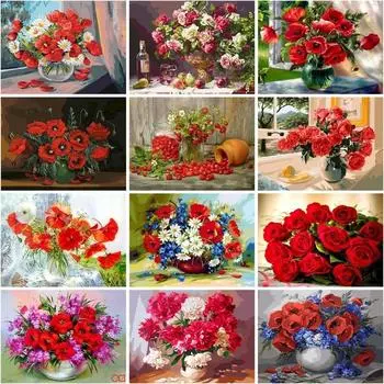 Новое поступление алмазная живопись ваза розы алмазная живопись алмазная вышивка распродажа полная круглая дрель домашний декор ремесленный комплект Full Round 20x25CM