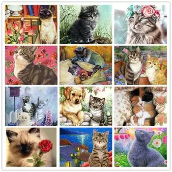 Новое поступление алмазная живопись животные вышивка крестиком полная круглая дрель кошка алмазная вышивка распродажа украшение дома картина 15x20CM