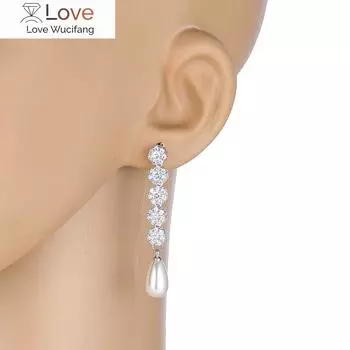 Новое поступление, блестящие серьги в форме цветка для женщин, милые украшения из циркония с жемчужным украшением, изящное украшение 5*0.8cm