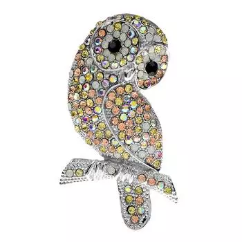 Новое поступление, большая брошь в виде совы со стразами, весенняя модная булавка в виде птицы, ювелирные изделия в виде животных, 2 цвета, украшение для пальто