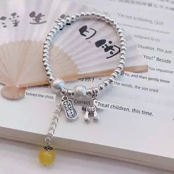 Новое поступление Браслет из чистого серебра Глянцевый витой браслет 9999 Ручной работы Нить с монетами Ремешок для переноски Новый китайский стиль Браслет из ломаного серебра Dark gray