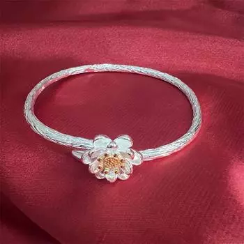 Новое поступление, браслет-манжета из стерлингового серебра 925 пробы в форме лотоса для женщин, ювелирные подарки