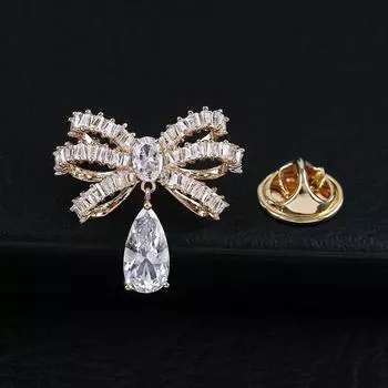 Новое поступление, броши с бантом из кубического циркония для женщин, летняя модная футболка, булавка, медные украшения, высокое качество