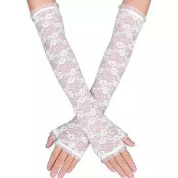 Новое поступление, черно-белые длинные кружевные перчатки, дешевые перчатки для невесты без пальцев, Guantes 2024