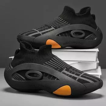 Новое поступление Черно-зеленые летние кроссовки для мужчин Дышащие носки Повседневная спортивная обувь Мужские кроссовки на платформе Дизайнерские кроссовки Мужские 41