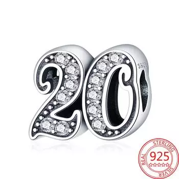 Новое поступление цифры шарм ажурный фианит шарм подходит мода 3 мм браслет 925 стерлингового серебра девушка день рождения ювелирные изделия подарок