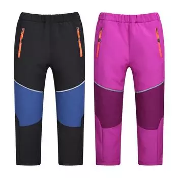 Новое поступление, детские уличные брюки Softshell, водонепроницаемые, дышащие, прочные, теплые, скалолазные брюки, весна-осень для мальчиков и девочек 120 фиолетовый