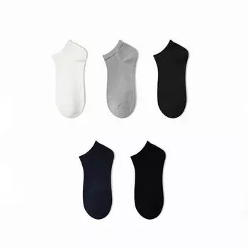 Новое поступление хлопковых носков-лодочек и носков-лодочек унисекс — корейский стиль, дезодорирующие, комфорт на все времена года, набор в коробке One Size чёрный