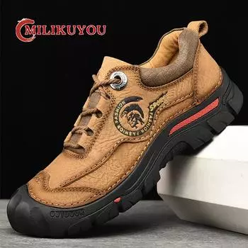 Новое поступление, классические мужские кроссовки для походов, на шнуровке, кроссовки для бега и треккинга, фирменные мужские кожаные ботинки 38