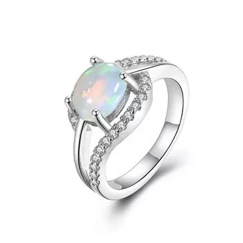 Новое поступление, кольцо с натуральным эфиопским красочным опалом, настоящий драгоценный камень овальной формы 6*8 мм, хорошее качество, изысканные ювелирные изделия из стерлингового серебра 925 пробы для женщин us ring size 6# белый