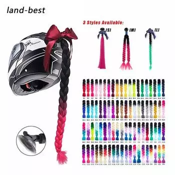 Новое поступление, косичка для мотоциклетного шлема, женский шлем, косы 24 дюйма с поворотной присоской, двойная косичка, косички для шлема 56-60cm