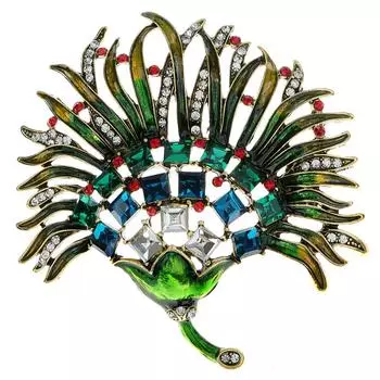 Новое поступление, красивая винтажная эмалированная брошь с большим растением, модная булавка с цветком зеленого цвета, высокое качество