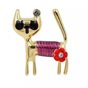 Новое поступление, милая эмалированная брошь с изображением кота для женщин и мужчин, булавки с цветком и животным, дизайн, модные ювелирные изделия унисекс