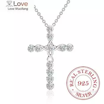 Новое поступление модное ожерелье с крестом аксессуары Ture 100% стерлинговое серебро 925 пробы кристалл Cz подвески ожерелье для женщин ювелирные изделия