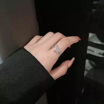 Новое поступление модные простые бабочки регулируемые открывающиеся кольца для женщин милые сладкие хрустальные украшения подарки на вечеринку розового золота