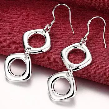 Новое поступление, модные простые косые квадратные серьги из стерлингового серебра 925 пробы, женские ювелирные изделия