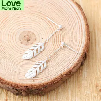 Новое поступление, модные ювелирные изделия из стерлингового серебра 925 пробы, женские серьги с милым перышком, простые серьги с индивидуальностью E007