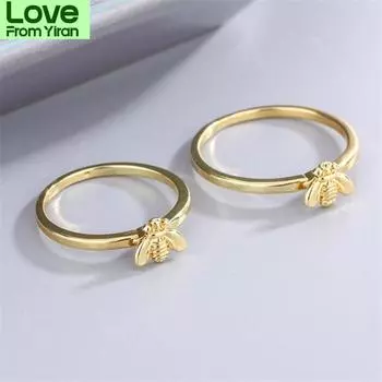 Новое поступление, модные золотые украшения из стерлингового серебра 925 пробы в форме пчелы, милые, изысканные кольца в форме насекомых R001 7