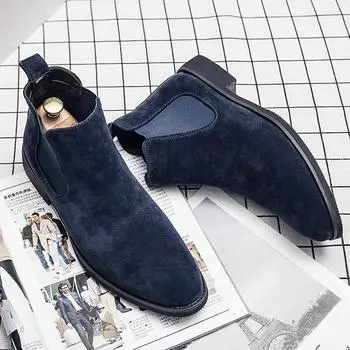 Новое поступление, молодежные ботинки челси для мужчин, черные кожаные ботильоны, универсальная мужская повседневная обувь, для отдыха, прогулок, мужские базовые ботинки 38