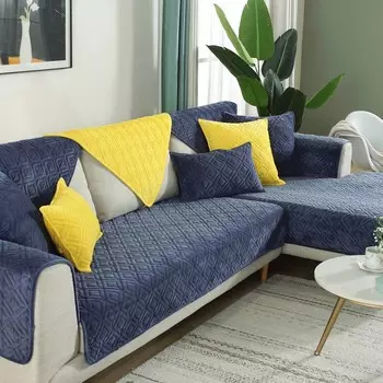 Новое поступление, мягкие короткие плюшевые противоскользящие чехлы для секционных диванов, однотонные толстые стеганые полотенца из кристального бархата для гостиной 70 x 70cm 1pc серый