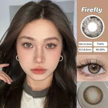 Новое поступление Mrs.H Graded Big Eyes коричневые цветные контактные линзы с оптической силой натуральные мягкие линзы для ежегодного использования 14,2 мм -2.25
