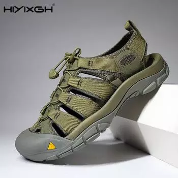 Новое поступление, мужская летняя обувь, дышащие мужские сандалии для отдыха и прогулок, модные сетчатые туфли с отверстиями, быстросохнущие мужские туфли для заплывов на воде 38 чёрный