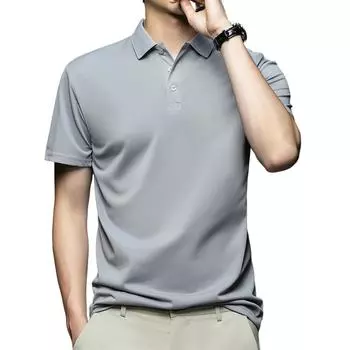 Новое поступление, мужская модная однотонная рубашка поло с коротким рукавом, летние дышащие удобные топы с отложным воротником 3XL чёрный
