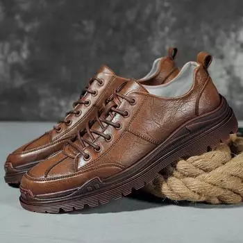 Новое поступление мужских туфель, мужская кожаная повседневная обувь, мужская обувь из натуральной кожи, мужские туфли-броги в винтажном стиле 39 чёрный