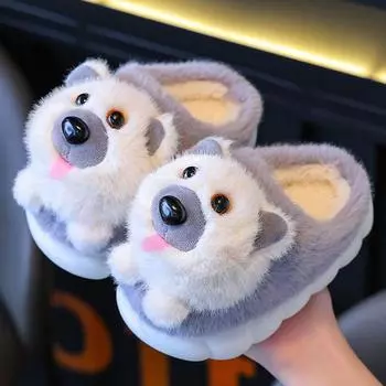 Новое поступление обнимашки пушистые щенки слайды для девочек домашние тапочки мультфильм мулы детские тапочки с изображением животных милые собачки малыши тапочки для мальчиков CN24-25 inner 15 cm жёлтый