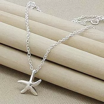 Новое поступление, ожерелье из стерлингового серебра 925 пробы с маленькой звездой, модное ювелирное изделие, женское ожерелье, лучшие подарки 45cm