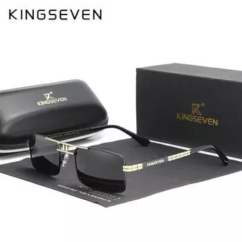 Новое поступление, поляризационные солнцезащитные очки KINGSEVEN, винтажная оправа из нержавеющей стали, брендовая прямоугольная конструкция, солнцезащитные очки для вождения и рыбалки N760 M