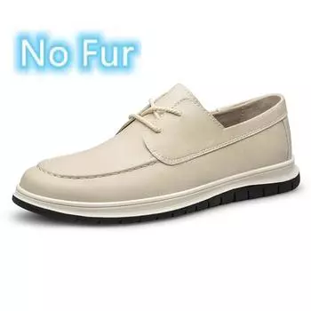 Новое поступление, повседневная обувь для мужчин на шнуровке, теплые плюшевые меховые зимние туфли на плоской подошве для мужчин, мокасины ручной работы для отдыха, прогулок, мужская обувь для вождения 37